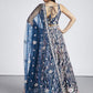 Navy blue Net Sequins and thread embroidery Semi-Stitched Lehenga choli &amp; Dupatta