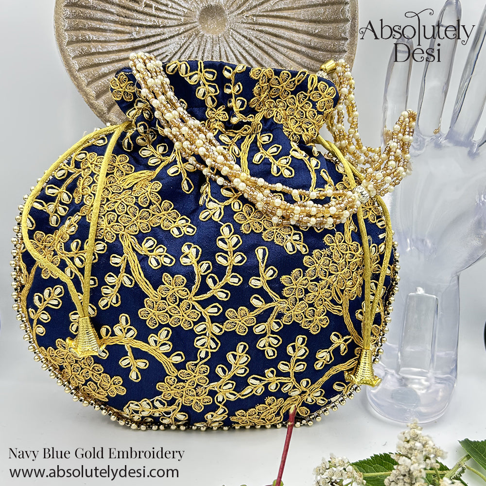 Handmade Gold Embroided Potli