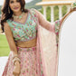 Pink- Tissue Fabric Sequins embroidery Semi-Stitched Lehenga & Unstitched Blouse With Dupatta
