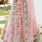 Pink- Tissue Fabric Sequins embroidery Semi-Stitched Lehenga & Unstitched Blouse With Dupatta