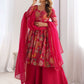 Attractive Rani Pink Floral Printed Silk Festival Wear Palazzo Suit