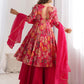 Attractive Rani Pink Floral Printed Silk Festival Wear Palazzo Suit