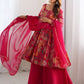 Attractive Rani Pink Floral Printed Silk Festival Wear Palazzo Suit