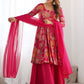Attractive Rani Pink Floral Printed Silk Festival Wear Palazzo Suit