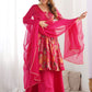 Attractive Rani Pink Floral Printed Silk Festival Wear Palazzo Suit