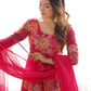 Attractive Rani Pink Floral Printed Silk Festival Wear Palazzo Suit