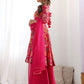 Attractive Rani Pink Floral Printed Silk Festival Wear Palazzo Suit