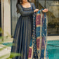 Superb Teal Blue Silk Festive Wear Palazzo Suit With Sequins Dupatta