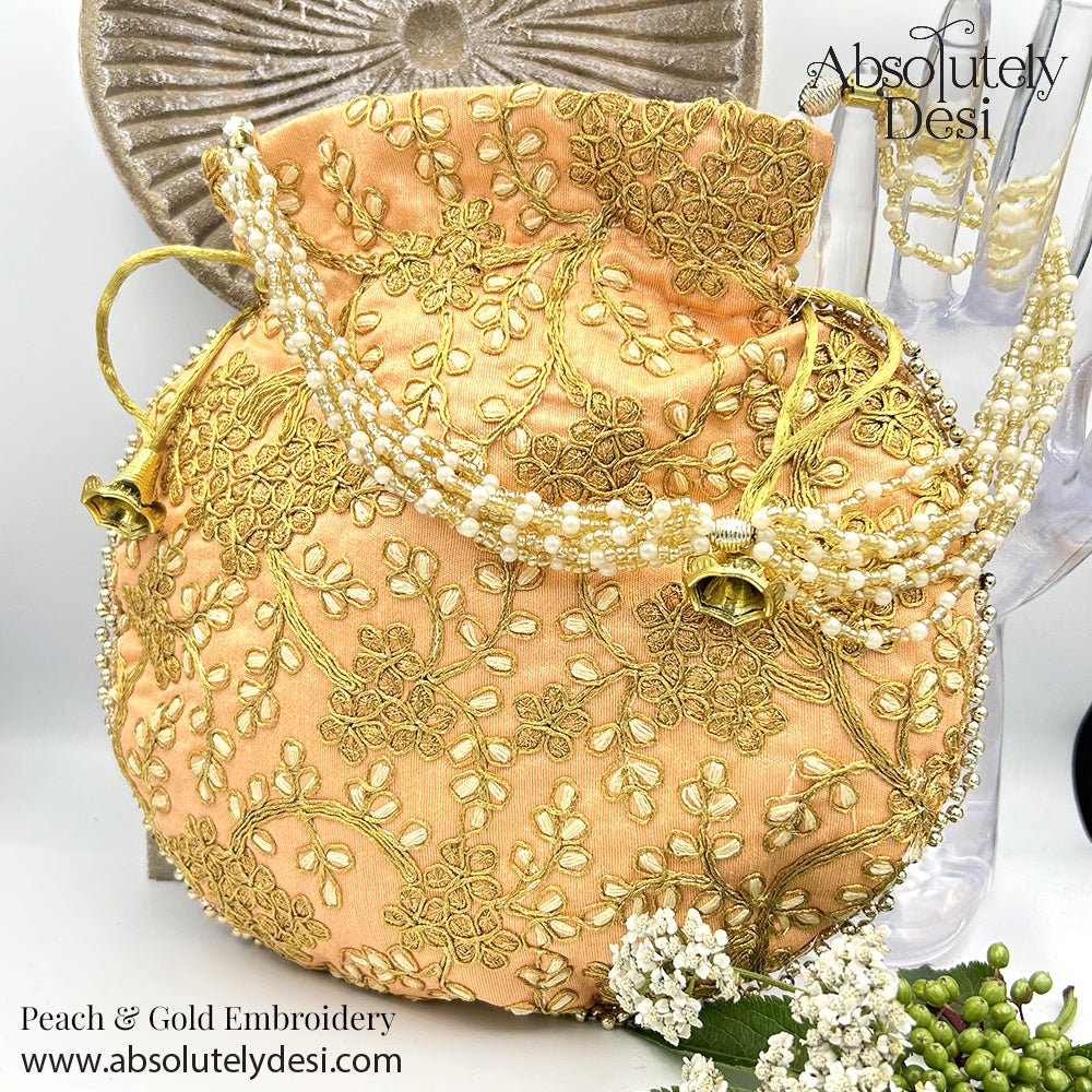Handmade Gold Embroided Potli