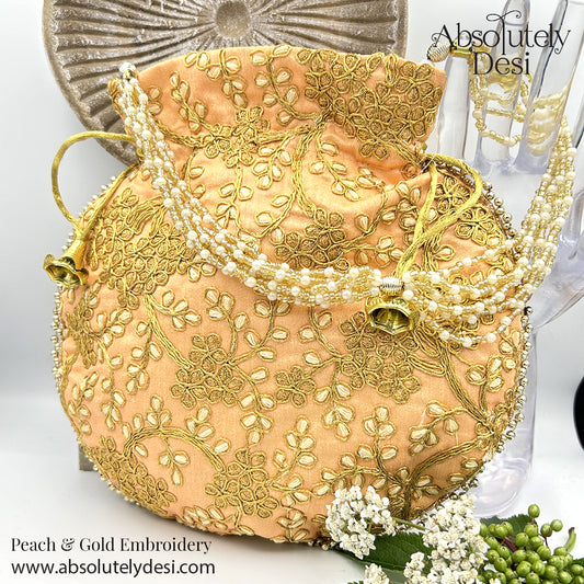 Handmade Gold Embroided Potli