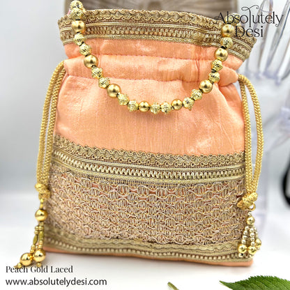 Handmade Golden Laced Wedding Potli