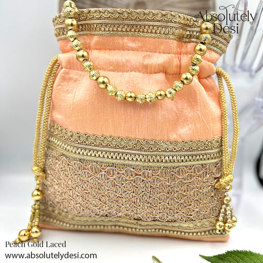 Handmade Golden Laced Wedding Potli