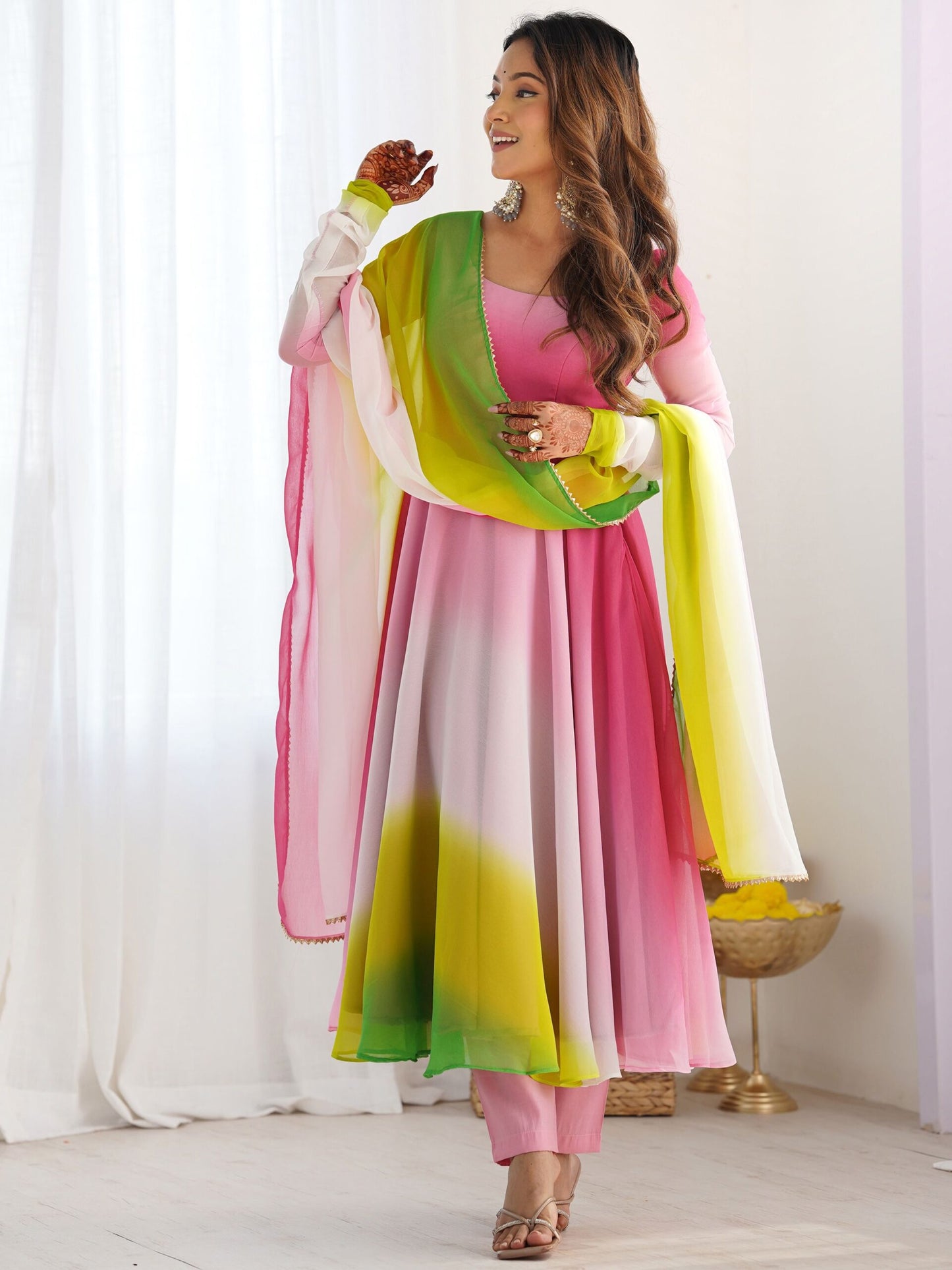 Lovable Multi-Color Georgette Festival Wear Anarkali Suit With Dupatta