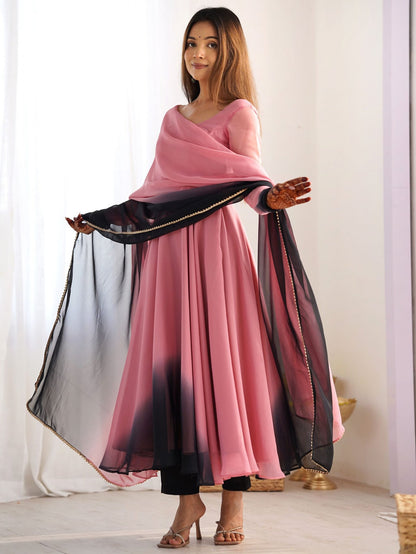 Alluring Pink Georgette Event Wear Anarkali Suit With Dupatta