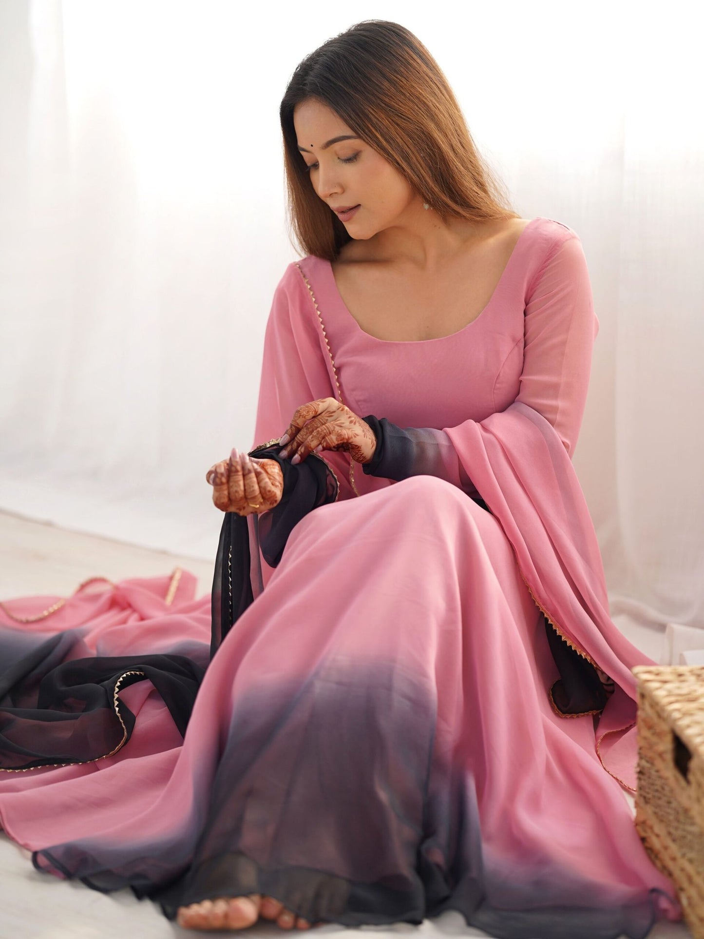 Alluring Pink Georgette Event Wear Anarkali Suit With Dupatta