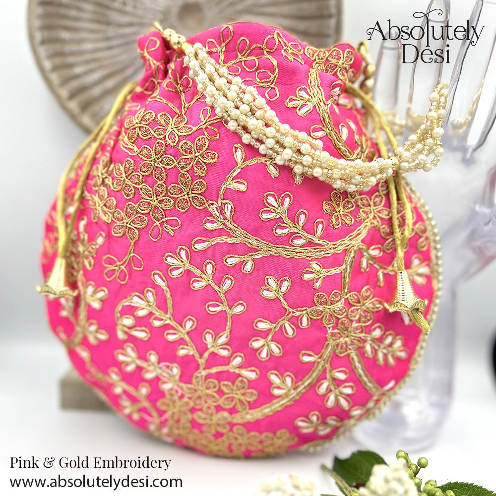 Handmade Gold Embroided Potli
