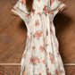 WHITE AND RED ORGANZA KAFTAN DRESS