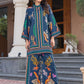 Printed Premium Satin Teal Co-ord Set