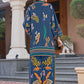 Printed Premium Satin Teal Co-ord Set
