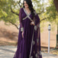 Premium Purple Readmade Alia Cut Gown with Dupatta Set