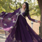 Premium Purple Readmade Alia Cut Gown with Dupatta Set