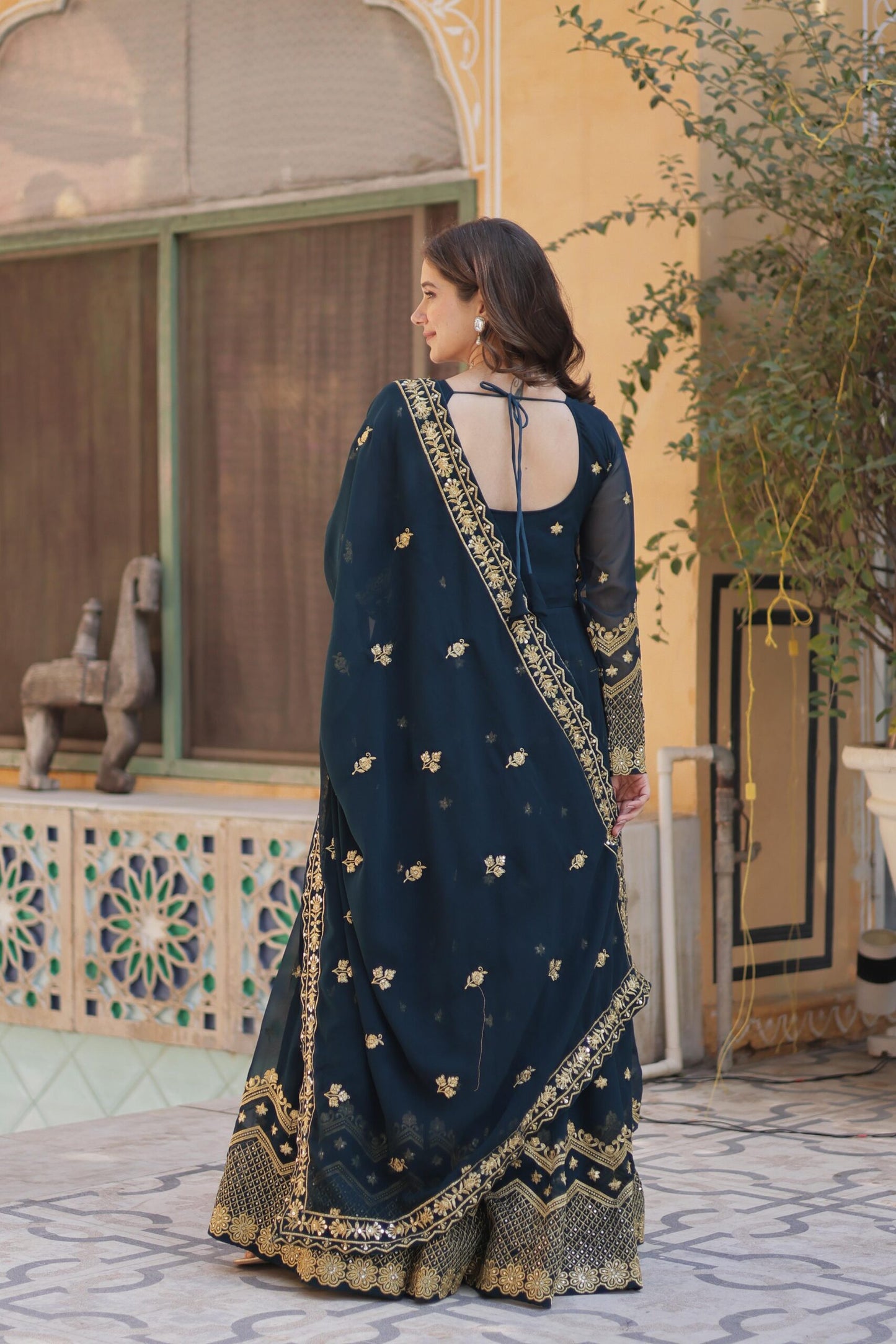 Premium Designer Readymade Teal Gown