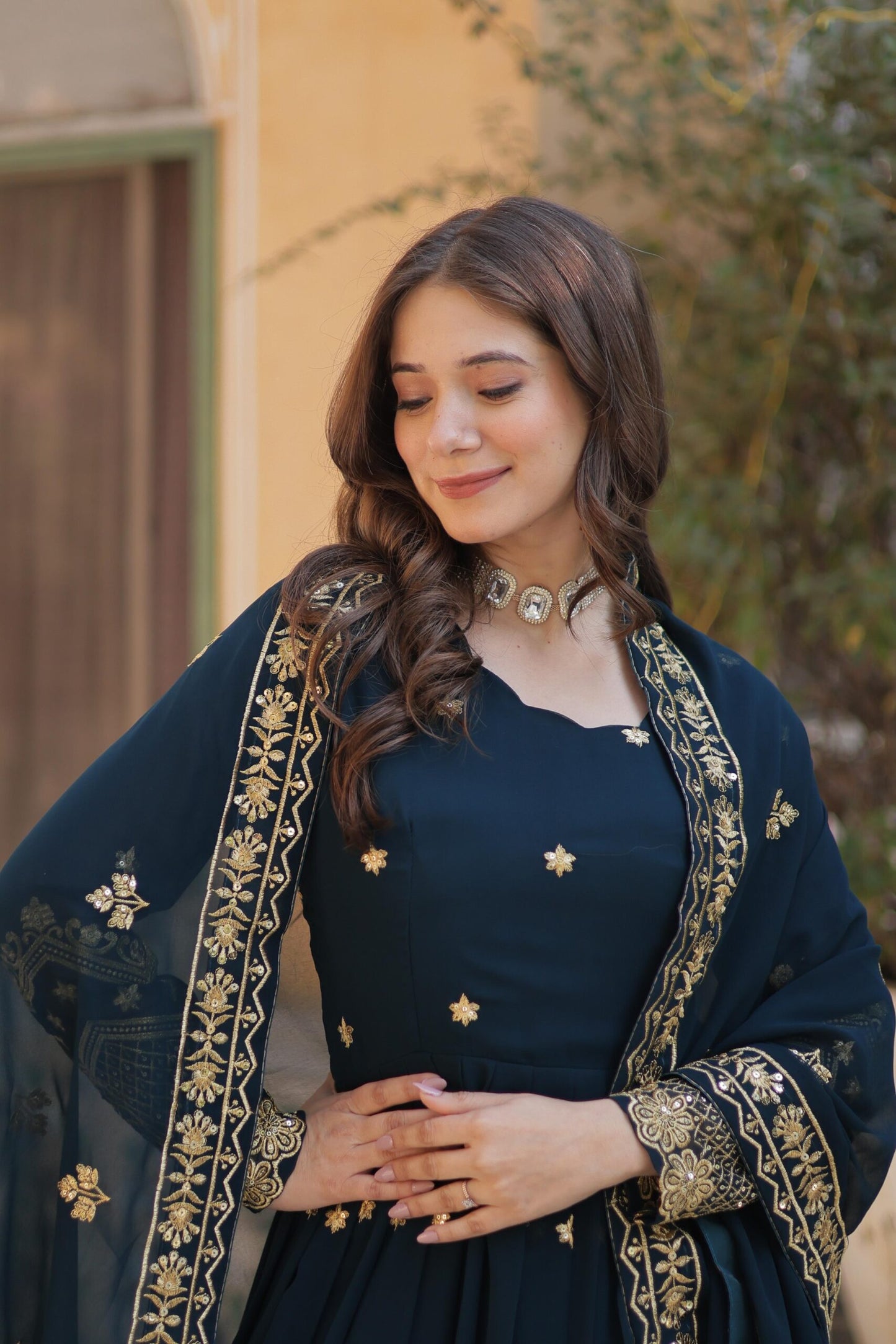Premium Designer Readymade Teal Gown