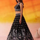 BLACK - Net Fabric Sequins Thread & Embroidery Semi-Stitched Lehenga & Unstitched Blouse With Dupatta
