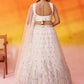 CREAM - Net Fabric Sequins Thread & Embroidery Semi-Stitched Lehenga & Unstitched Blouse With Dupatta
