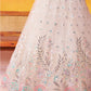 CREAM - Net Fabric Sequins Thread & Embroidery Semi-Stitched Lehenga & Unstitched Blouse With Dupatta
