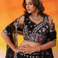 BLACK - Net Fabric Sequins Thread & Embroidery Semi-Stitched Lehenga & Unstitched Blouse With Dupatta