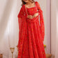 Marvelous Red Bandhani Printed Georgette Festival Wear Anarkali Suit