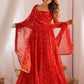 Marvelous Red Bandhani Printed Georgette Festival Wear Anarkali Suit