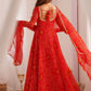 Marvelous Red Bandhani Printed Georgette Festival Wear Anarkali Suit