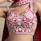 Attractive Red Thread Work Georgette Sangeet Wear Lehenga Choli