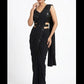 Embellished Solid Plain Striped Pre Draped Saree Lycra Saree Black