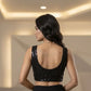 Embellished Solid Plain Striped Pre Draped Saree Lycra Saree Black