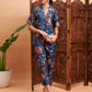 Women Blue Floral Blazer With Straight Pants