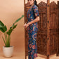 Women Blue Floral Blazer With Straight Pants