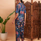 Women Blue Floral Blazer With Straight Pants