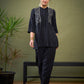 Women Black Yoke Embroidered Shirt With Palazzos