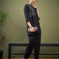 Women Black Yoke Embroidered Shirt With Palazzos