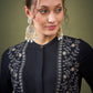 Women Black Yoke Embroidered Shirt With Palazzos