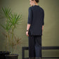 Women Black Front Yoke Embroidered Shirt With Palazzos