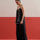 Women Black Embroidered Strappy Top With Palazzos