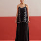 Women Black Embroidered Strappy Top With Palazzos