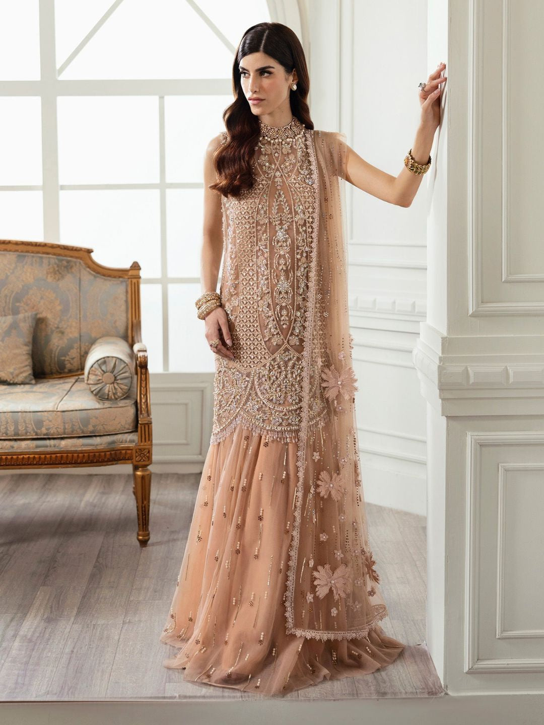 Sequined Embroidered Ada Worked Suit