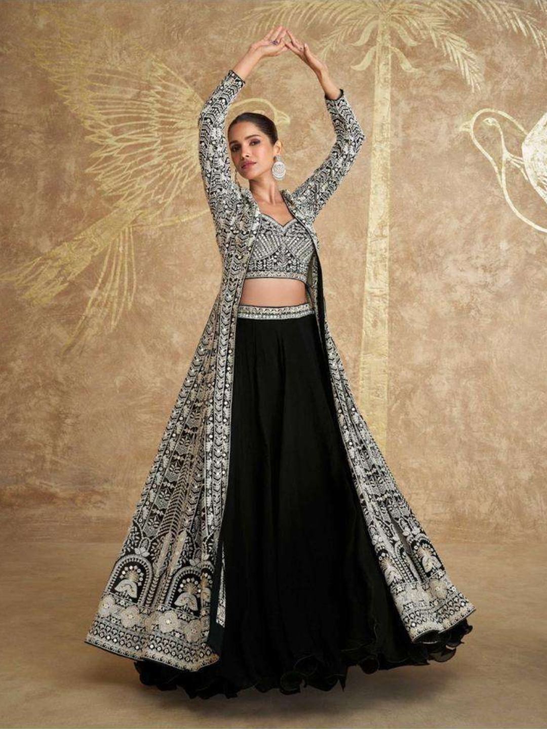 Sequins Work Jacket Style Georgette Lehenga