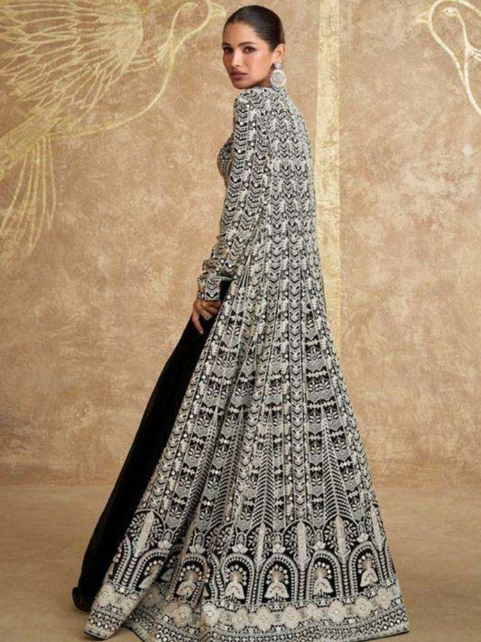 Sequins Work Jacket Style Georgette Lehenga