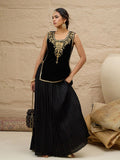Embroidered Round Neck Top With Skirt Co-Ords Set